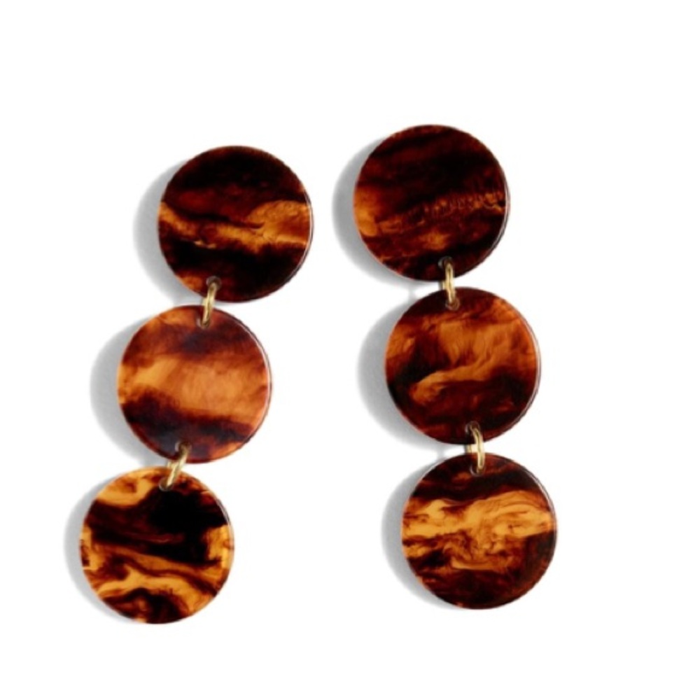 JCREW Resin Disc Drop Earrings NWT OS Caramel